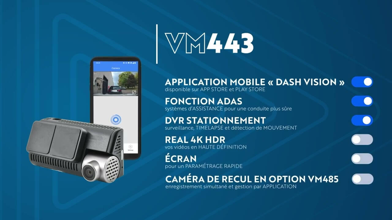 REC&CONNECT! DASHCAM VM441-VM442-VM443 avec APP